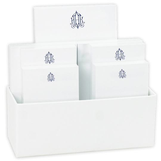 Whitlock Monogram Notepad Set with White Holder
